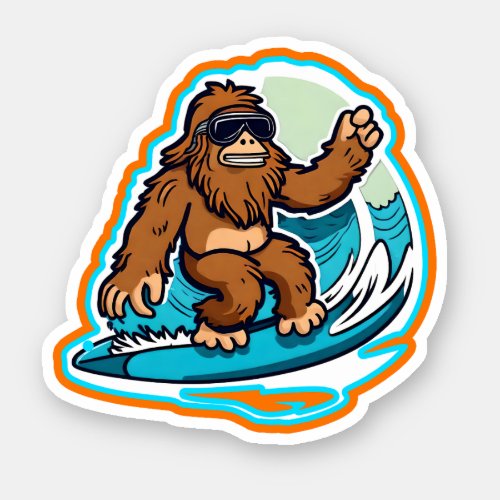 Surfer Sasquatch Vinyl Sticker