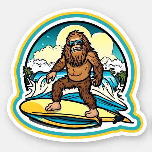 Surfer Sasquatch Vinyl Sticker