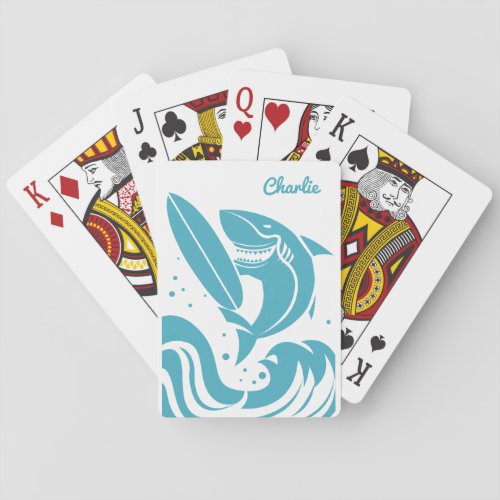 Surfer Shark custom name playing cards