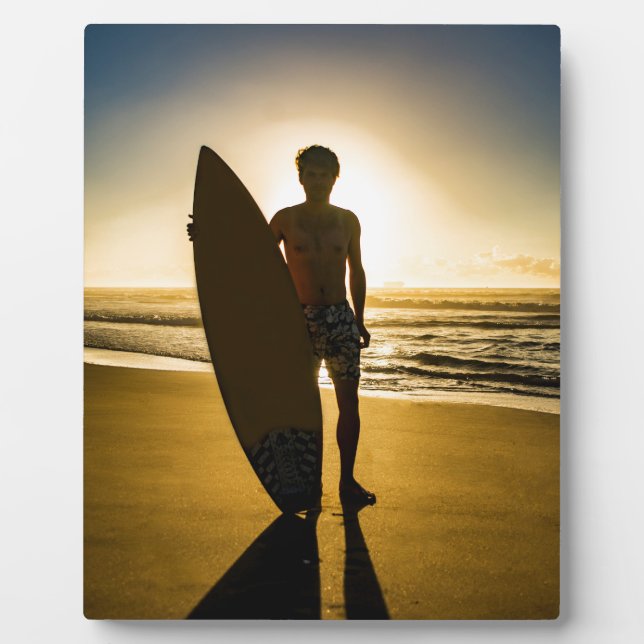 Surfer silhouette during sunrise plaque (Front)