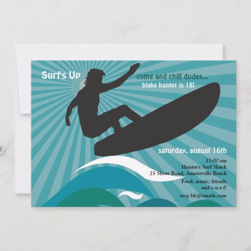 Surfer Silhouette Invitation
