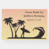 Surfer Silhouette Sunset  Birthday Guest Book (Front)