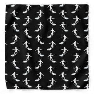 Surfer Silhouette Surfing with Surfboard Pattern Bandana