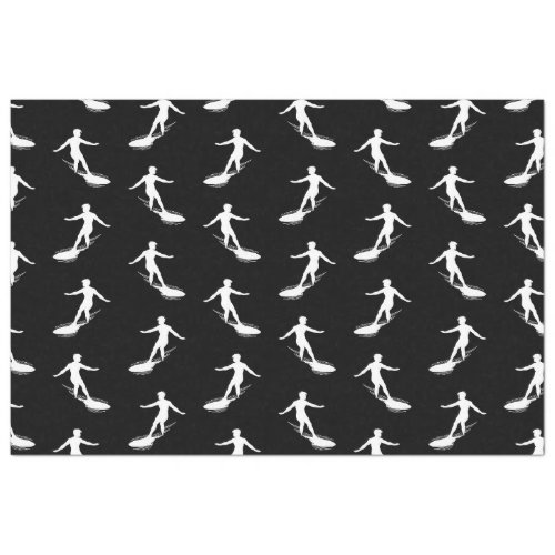 Surfer Silhouette Surfing with Surfboard Pattern Tissue Paper