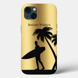 Surfer Silhouette tropical scene Personalize iPhone 13 Case