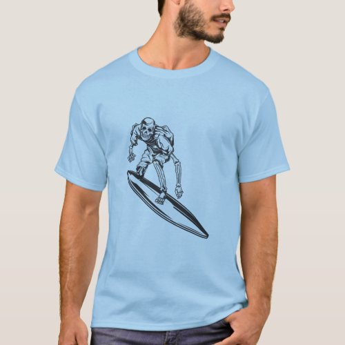 Surfer Skeleton Vintage Surf Design T_Shirt