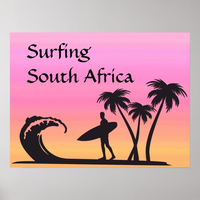 Surfer South Africa in Pink Orange Sunset Poster