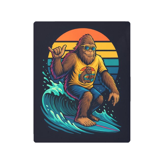 Surfer Squatch Metal Print (Front)