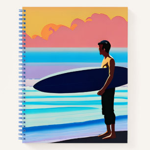 Surfer Standing on a Beach at Sunset Journal