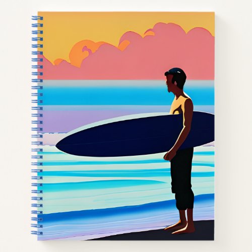 Surfer Standing on a Beach at Sunset Journal