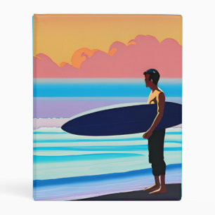 Surfer Standing on a Beach At Sunset Mini Binder