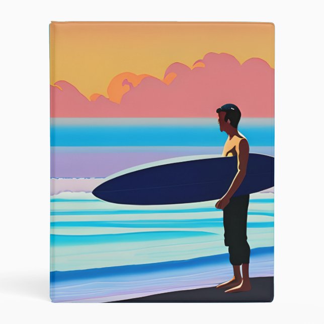 Surfer Standing on a Beach At Sunset  Mini Binder (Front)