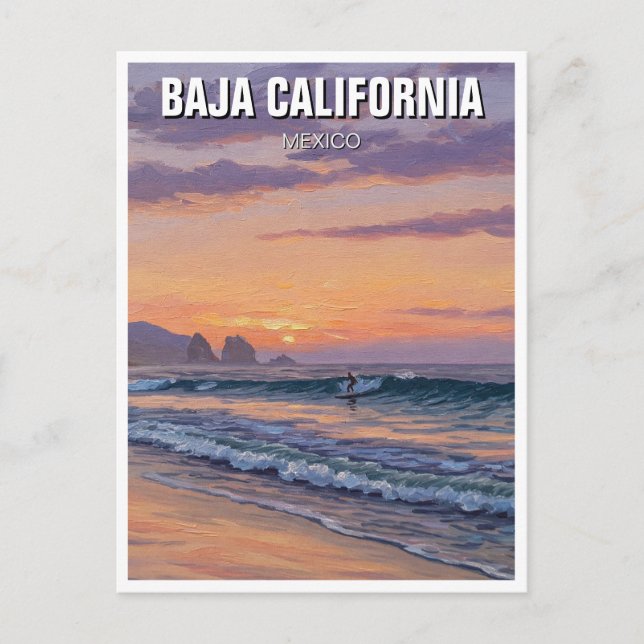 Surfer Sunset Baja California Postcard (Front)