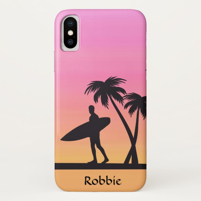 Surfer Sunset Black Silhouette Sport IPhone X Case