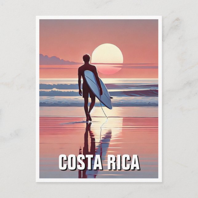Surfer Sunset Costa Rica Postcard (Front)