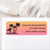 Surfer Sunset Pink Orange Return Address Label (Insitu)