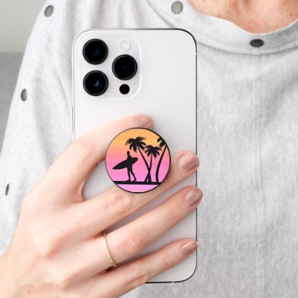 Surfer Sunset Pink Orange Smartphone PopSocket