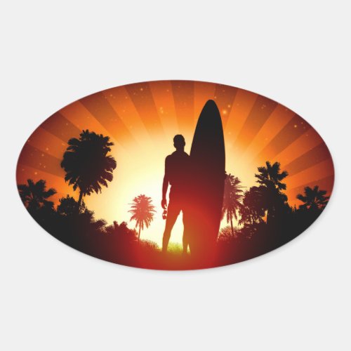 Surfer Sunset stickers