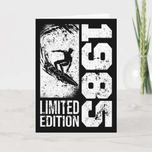 Surfer Surf-board Vintage Born 1985 Birthday Surfi Card