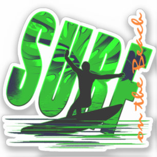 Surfer surf on the beach sticker