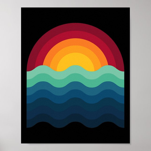 Surfer Surfboard Sunset Surf Surfing Wakeboard Wav Poster (Front)
