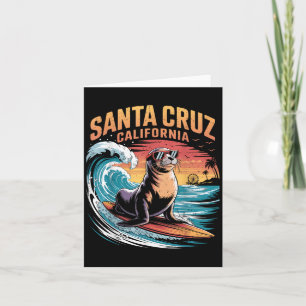 Surfer Surfing 70s 80s Santa Cruz California Retro Card