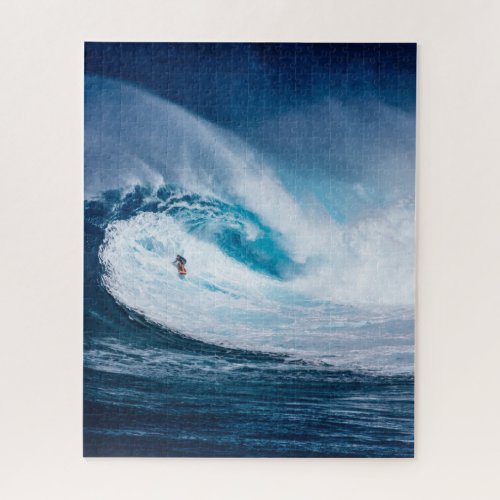 Surfer Surfing Big Ocean Wave Jigsaw Puzzle