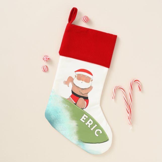 Surfer Surfing Christmas Christmas Stocking (Front)