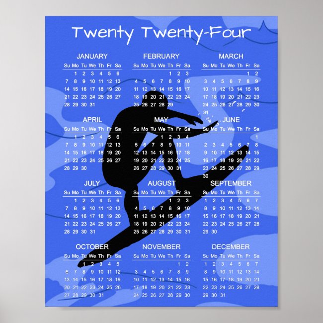 Surfer Surfing Design 2024 Calendar Poster