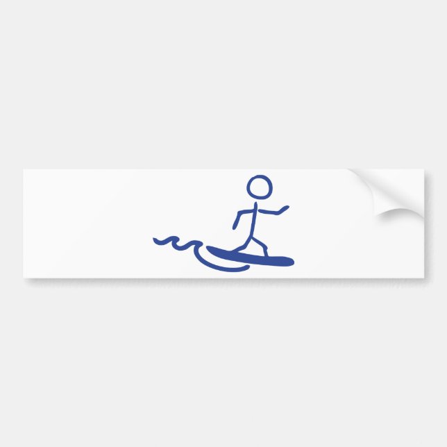 surfer surfing icon bumper sticker (Front)