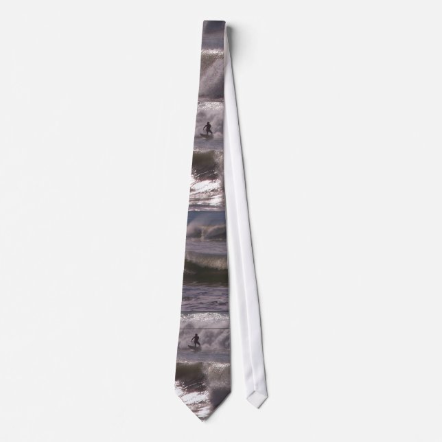 Surfer Surfing Ocean Beach Waves Sea California Neck Tie (Front)