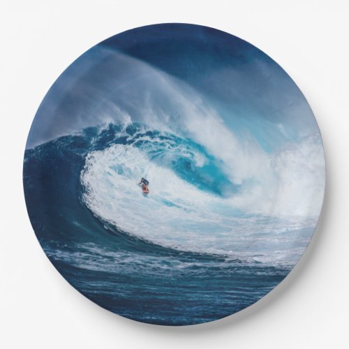 Surfer Surfing Ocean Waves Watersport Paper Plates