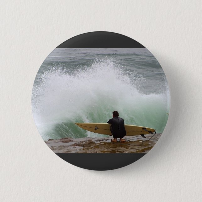 Surfer Surfing Pinback Button (Front)