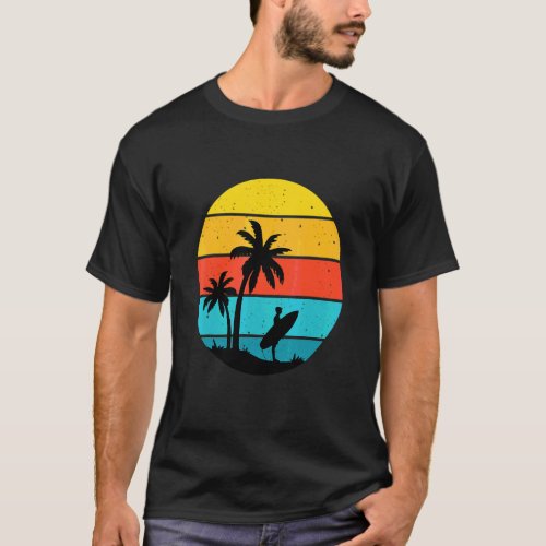 Surfer Surfing Retro Summer Vintage Sun Sea Waves  T_Shirt