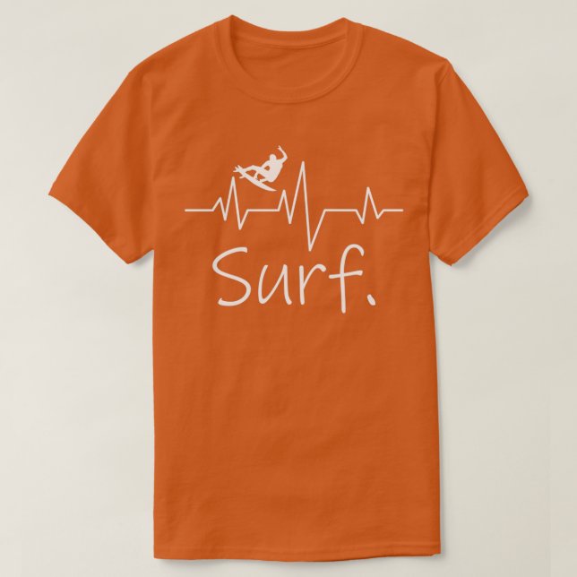 Surfer Surfing Shortboard Heartbeat Wave Lover T-Shirt (Design Front)