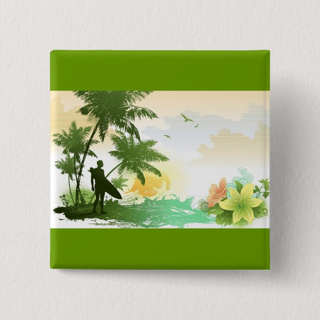 Surfer Theme Pinback Button (Front)