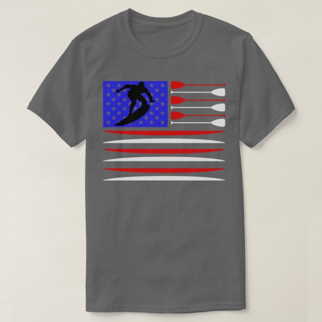 Surfer US Flag Surfing T-Shirt (Design Front)