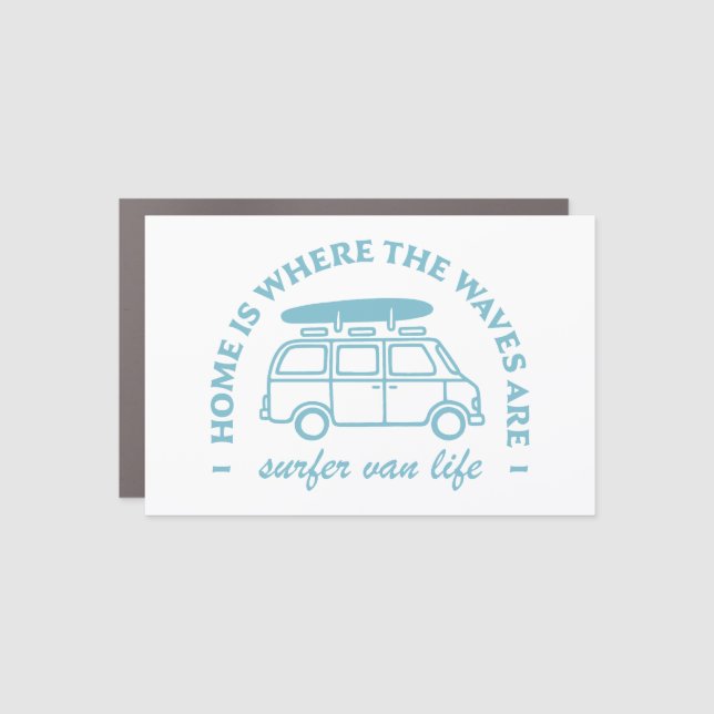 Surfer van life camper funny vanlife aesthetic car magnet (Front)