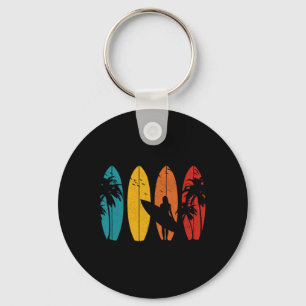 Surfer Vintage Surf Board Surfing Surfing Surfing Keychain