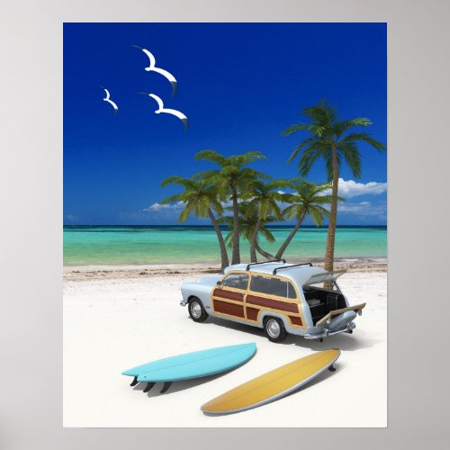 Surfer Wagon Poster