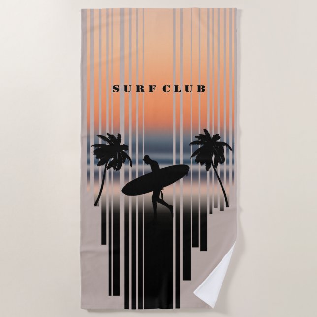 Surfer Walking Into Beach At Sunset | Surf Life  Beach Towel (Front)