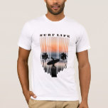 Surfer Walking Into Beach At Sunset | Surf Life T-Shirt<br><div class="desc">Surfer Walking Into Beach At Sunset,  this cool vintage surfing design with surf board,  is the perfect gift for surfers or a surfboarder.</div>