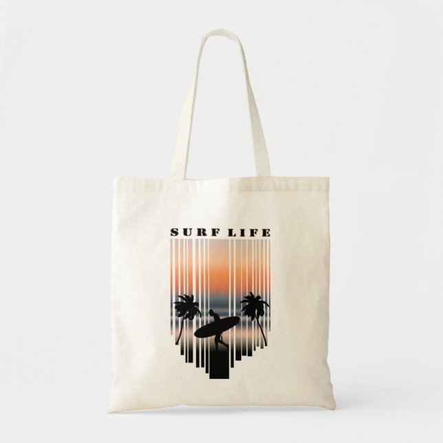 Surfer Walking Into Beach At Sunset | Surf Life  Tote Bag (Front)