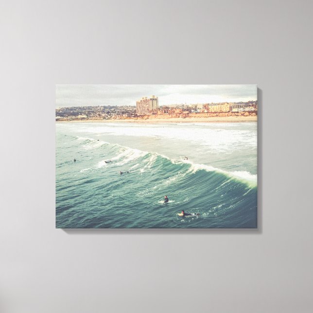 Surfer Wall Art, Pacific Beach San Diego Canvas (Front)