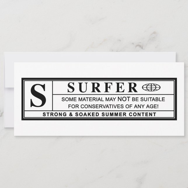surfer warning label invitation (Front)