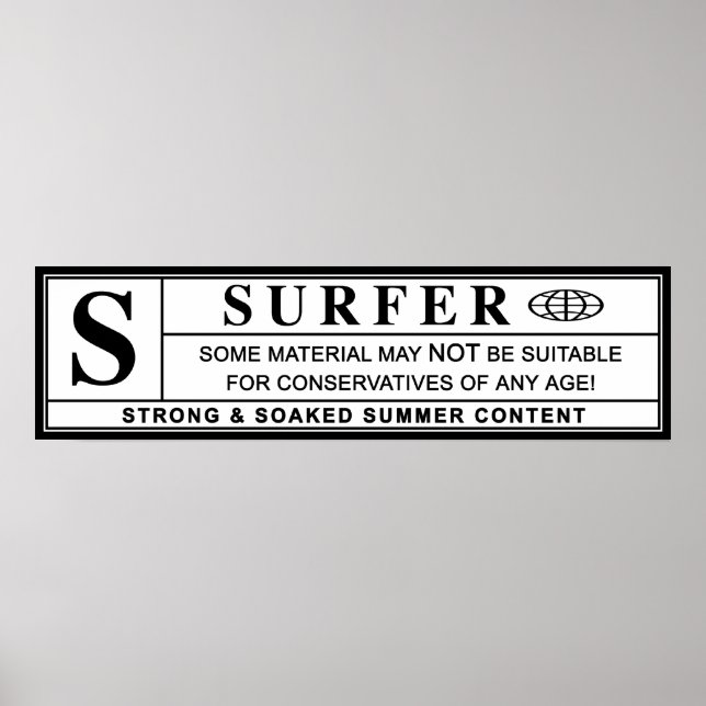 surfer warning label poster (Front)