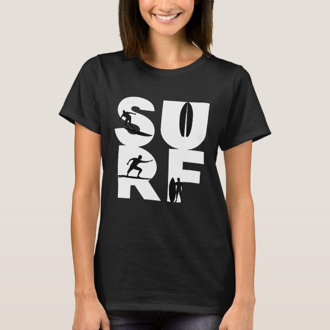 Surfer with surfboards in SURF Wave rider TShirt I (Front)