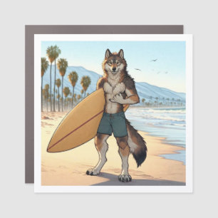 Surfer Wolf Car Magnet