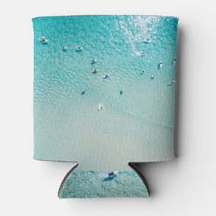 Surfers aerial view, clear ocean. can cooler