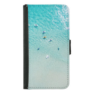 Surfers aerial view, clear ocean. samsung galaxy s5 wallet case